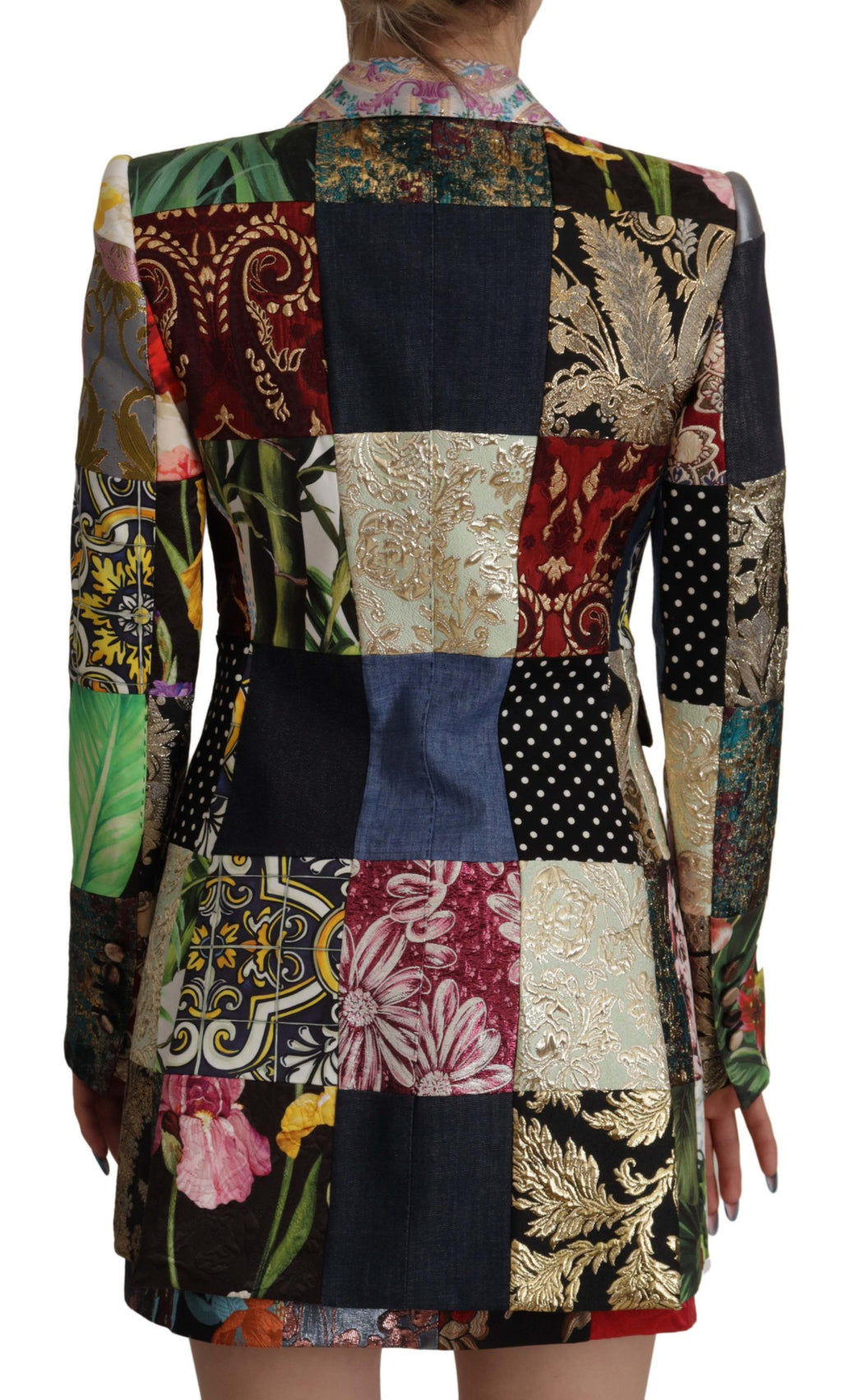 Dolce & Gabbana Multicolor Patchwork Double-Breasted Jacquard Blazer Jacket