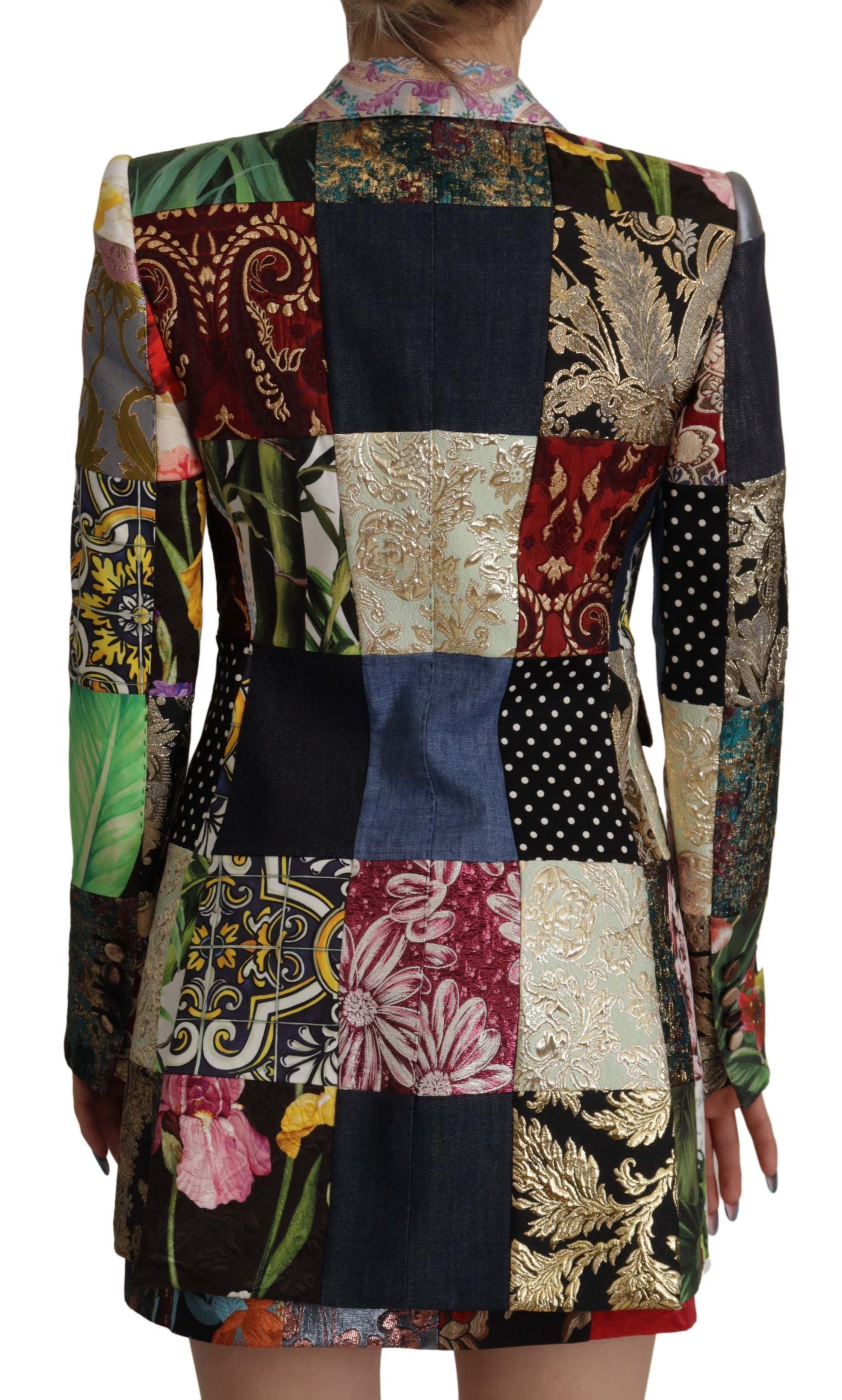 Dolce & Gabbana Multicolor Patchwork Double-Breasted Jacquard Blazer Jacket