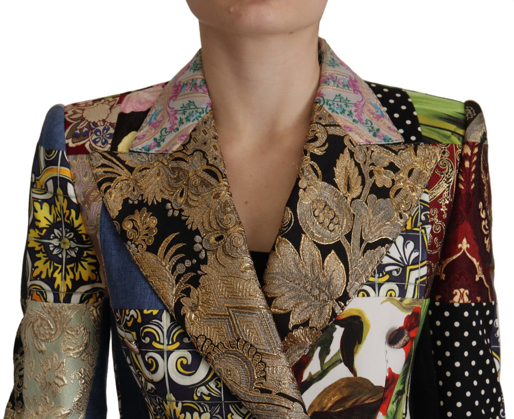 Dolce & Gabbana Multicolor Patchwork Double-Breasted Jacquard Blazer Jacket