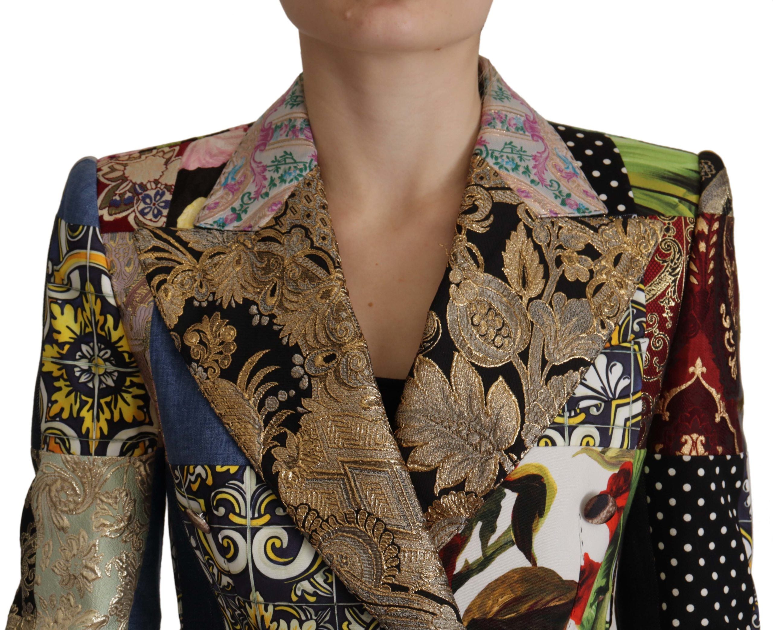 Dolce & Gabbana Multicolor Patchwork Double-Breasted Jacquard Blazer Jacket
