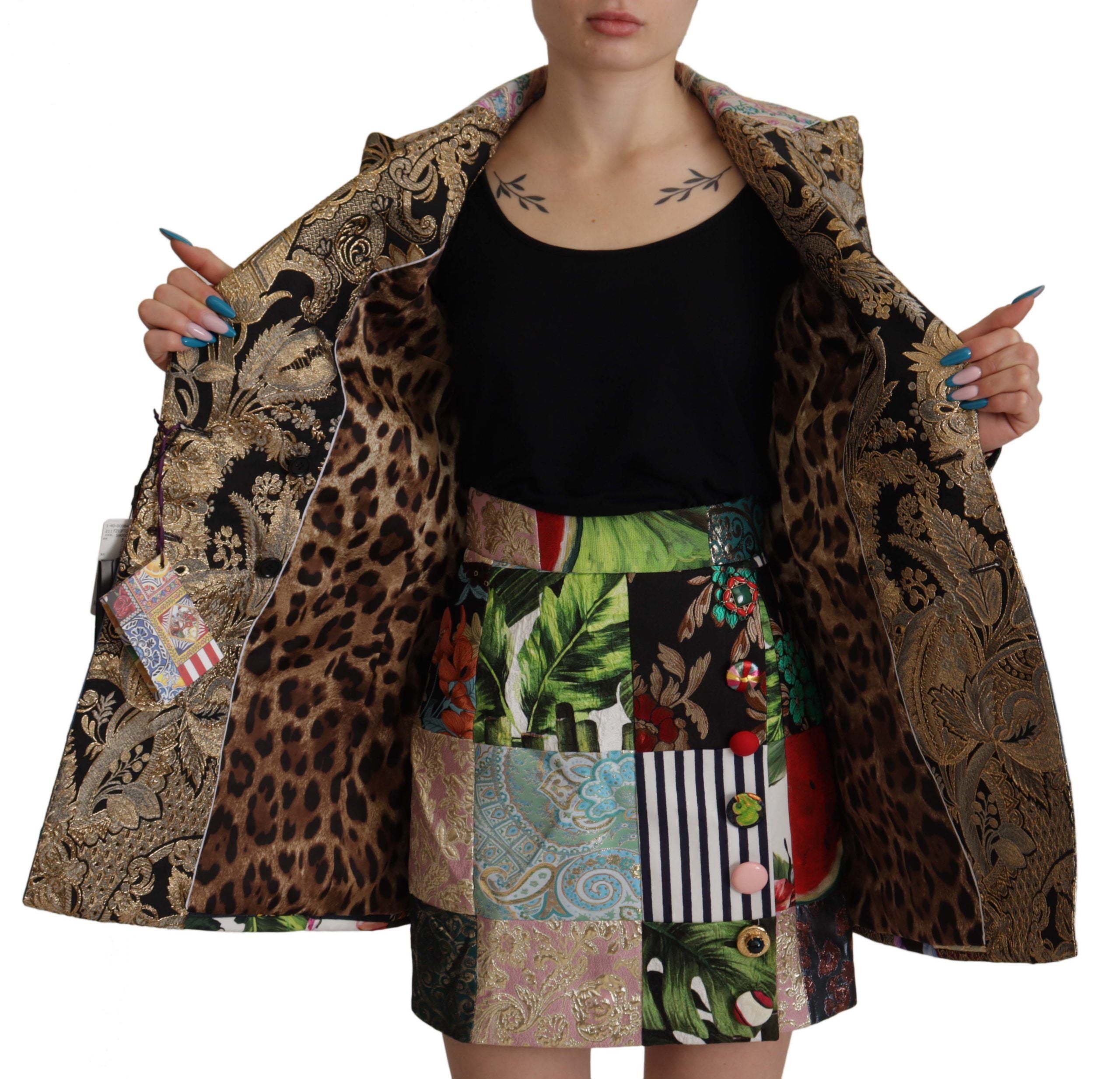 Dolce & Gabbana Multicolor Patchwork Double-Breasted Jacquard Blazer Jacket