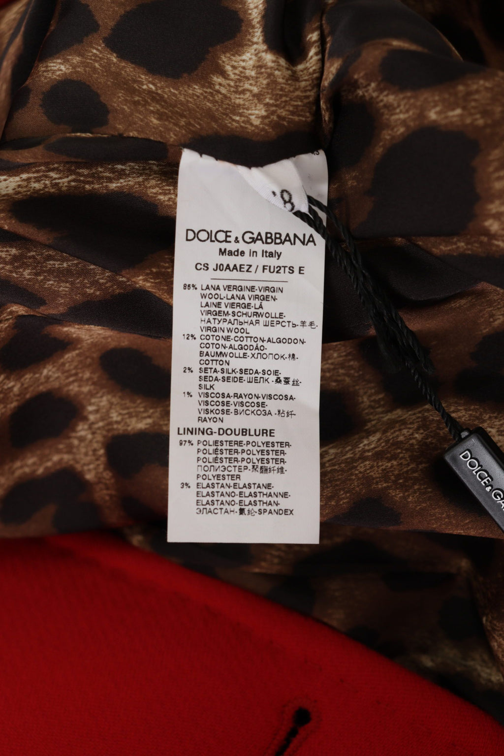 Dolce & Gabbana Red Leopard Print Wool Trench Coat Jacket