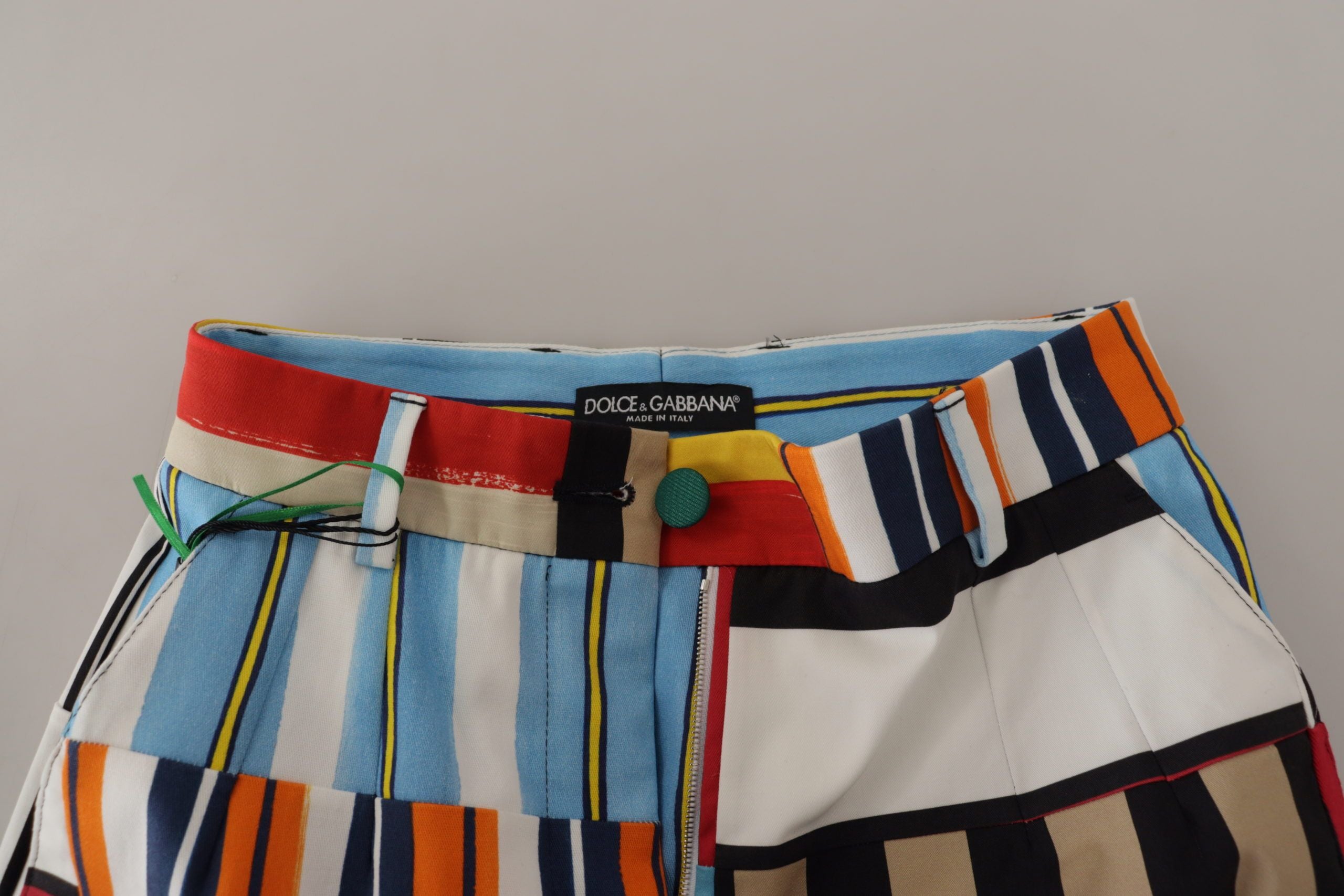 Dolce & Gabbana Multicolor Striped High-Waist Cotton Trousers