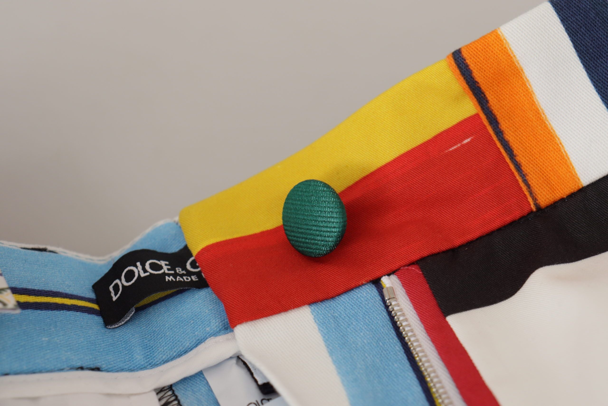 Dolce & Gabbana Multicolor Striped High-Waist Cotton Trousers