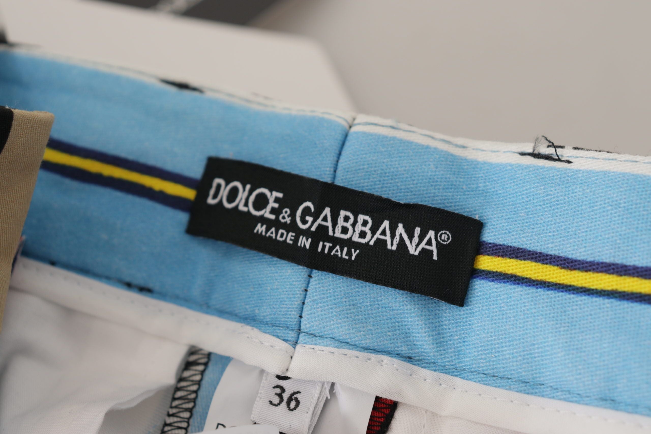 Dolce & Gabbana Multicolor Striped High-Waist Cotton Trousers