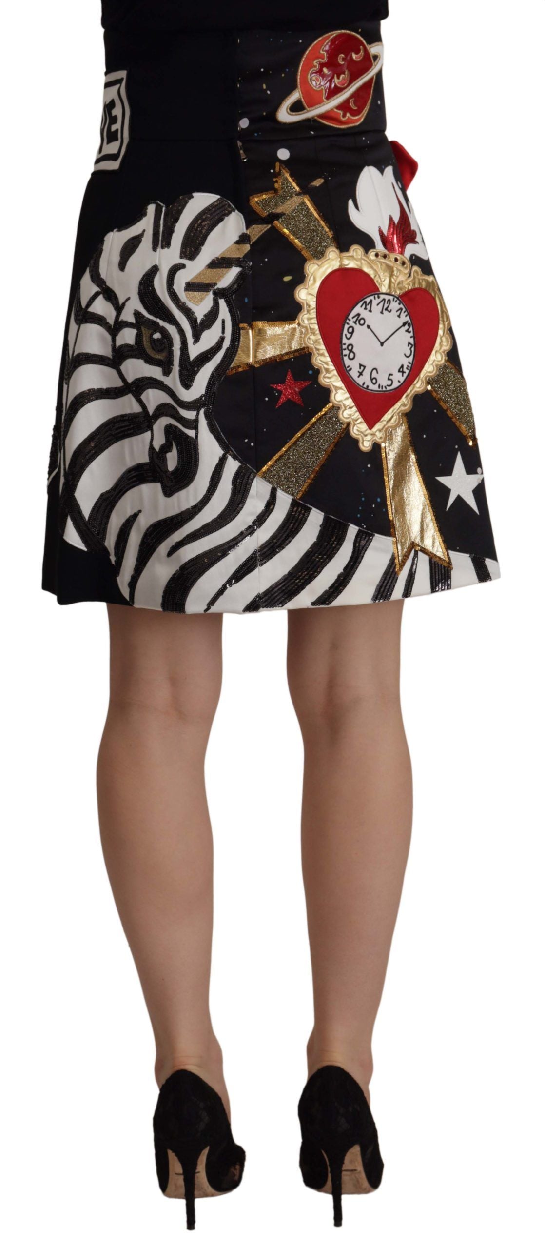 Dolce & Gabbana Schwarzer Liebesuhr Pailletten-Piano-Rock