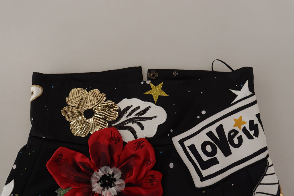 Dolce & Gabbana Schwarzer Liebesuhr Pailletten-Piano-Rock