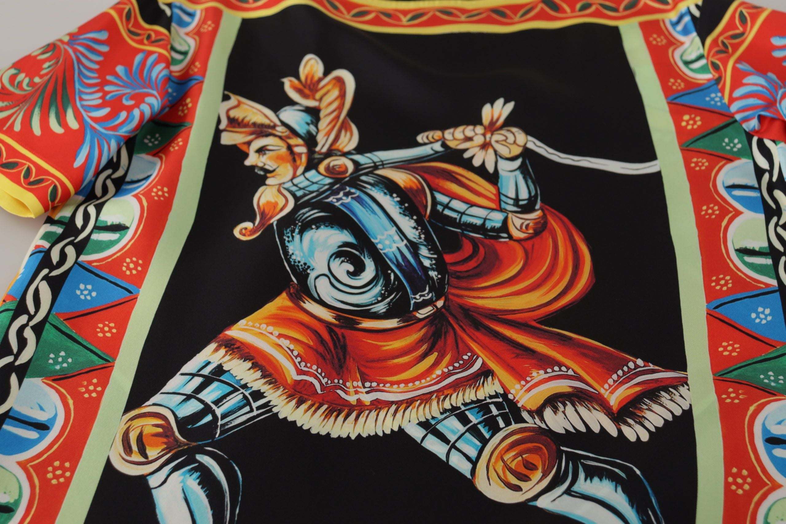 Dolce & Gabbana Multicolor Soldier Carretto Silk T-Shirt