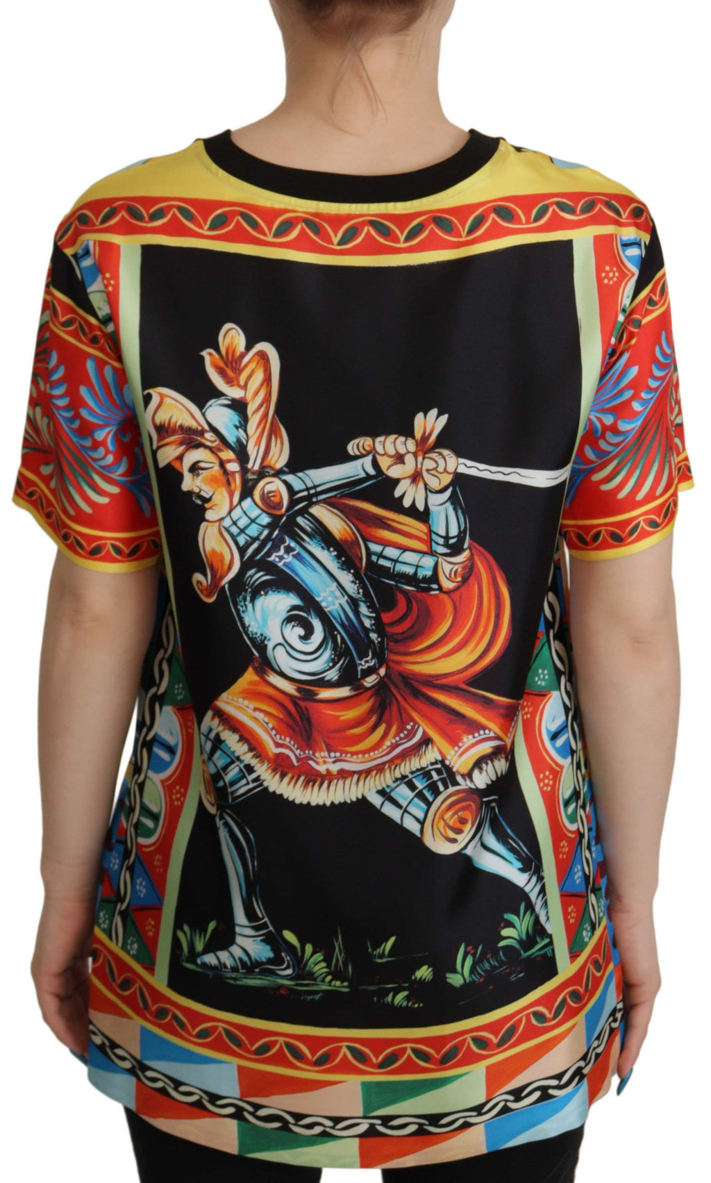 Dolce & Gabbana Multicolor Soldier Carretto Silk T-Shirt
