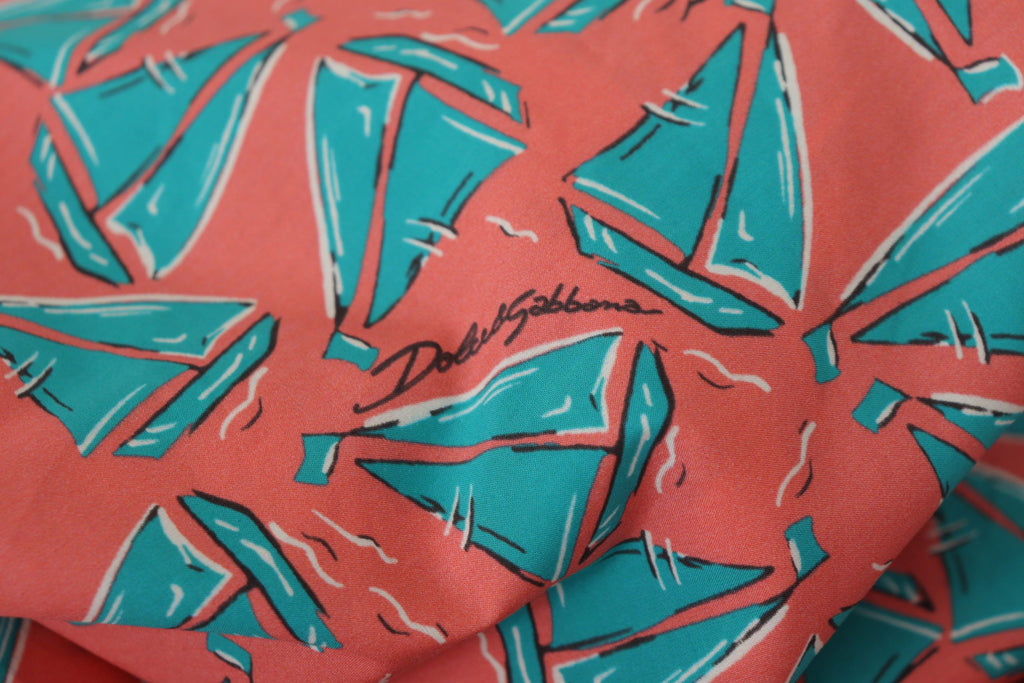 Dolce & Gabbana Pink Cotton T-Shirt with Sailboat Print