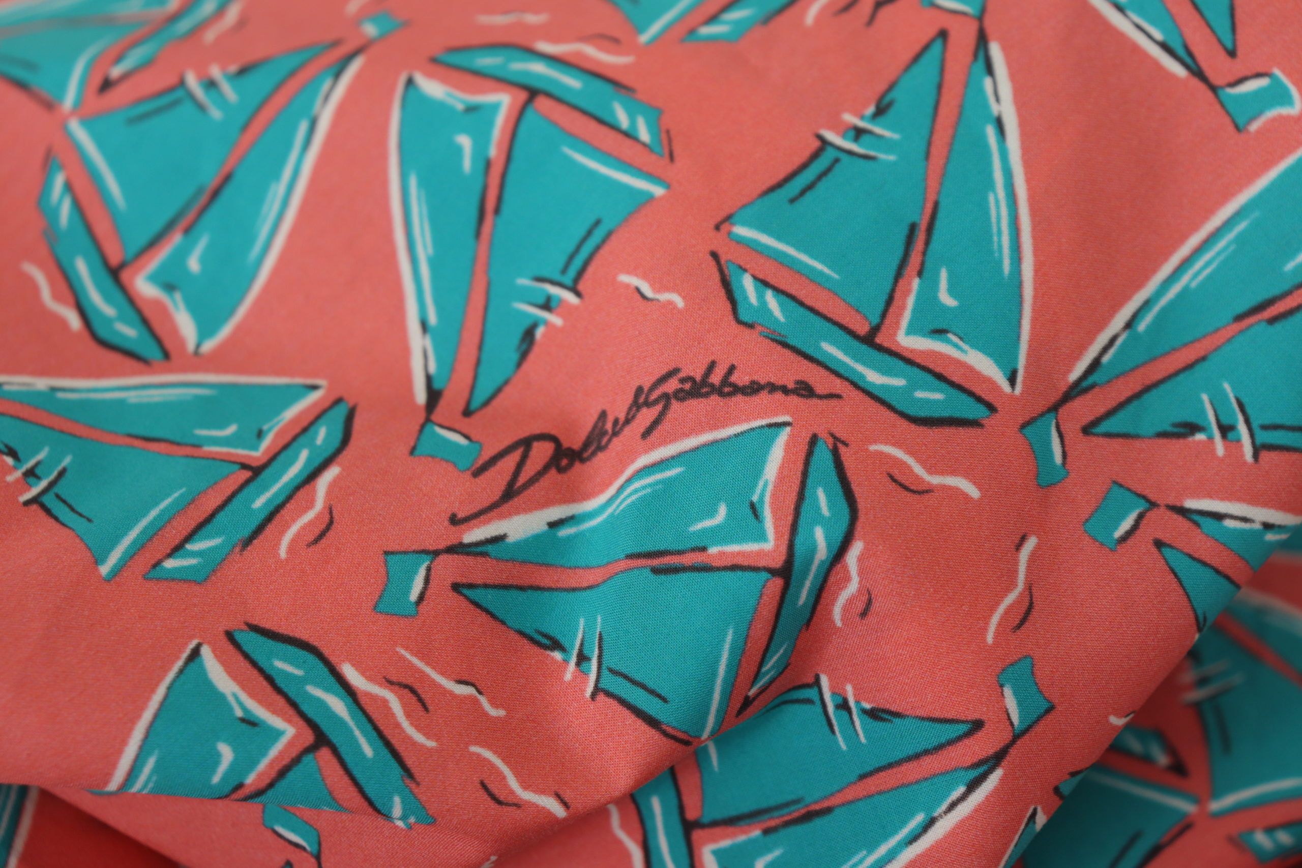 Dolce & Gabbana Pink Cotton T-Shirt with Sailboat Print