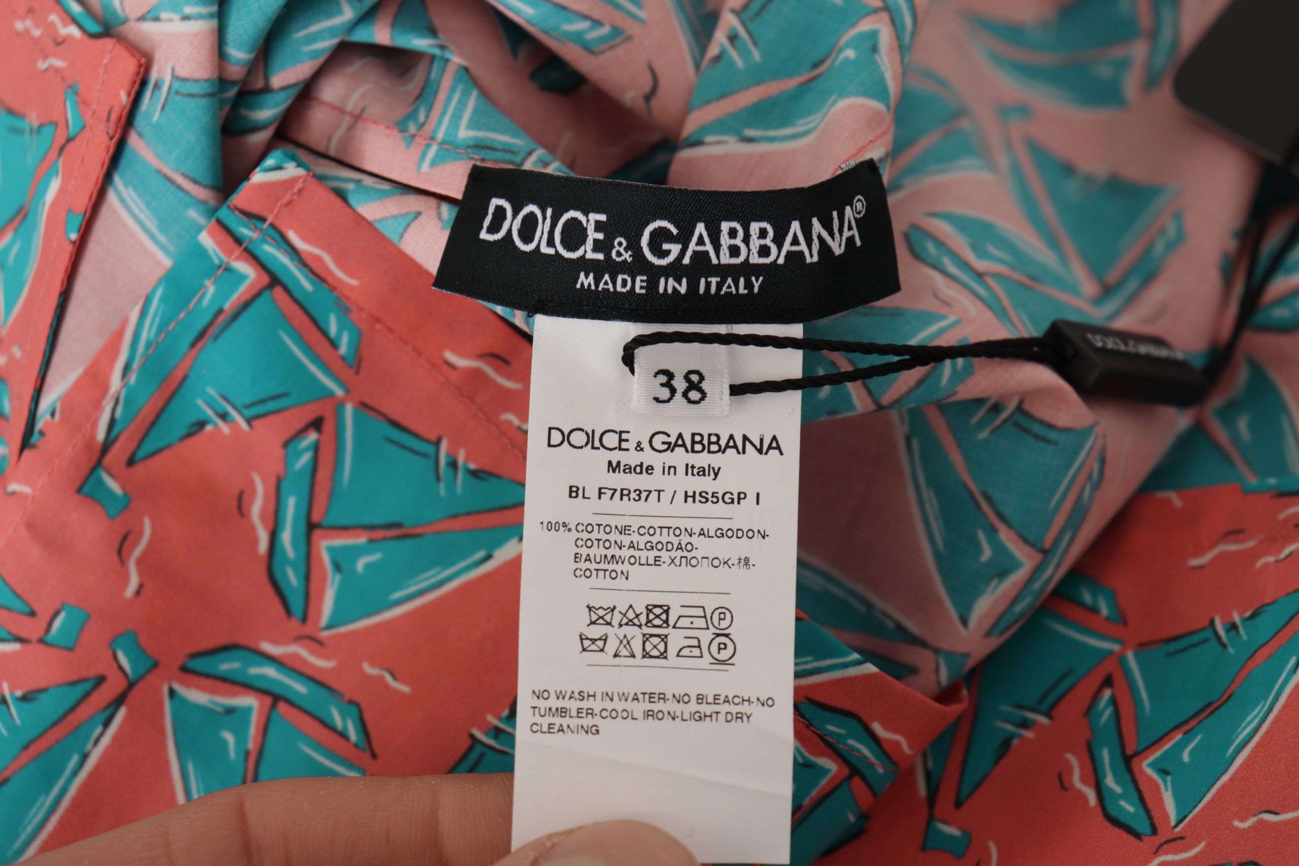 Dolce & Gabbana Pink Cotton T-Shirt with Sailboat Print