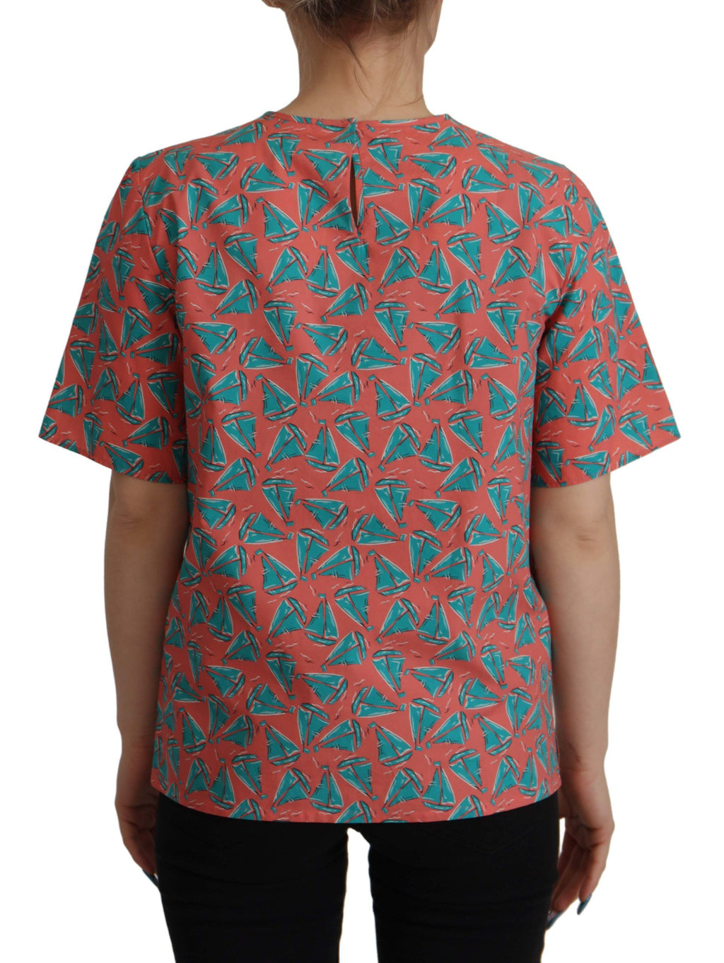 Dolce & Gabbana Pink Cotton T-Shirt with Sailboat Print