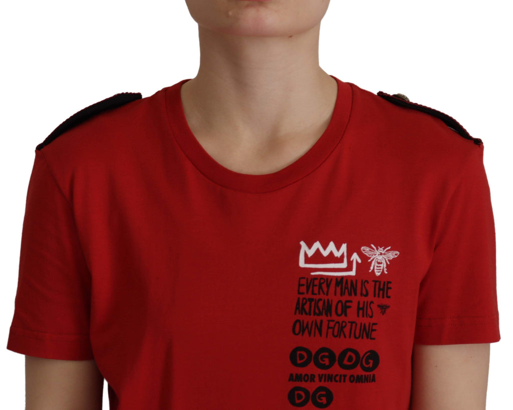 Dolce & Gabbana Red Amor Vincit Omnia Crewneck T-Shirt