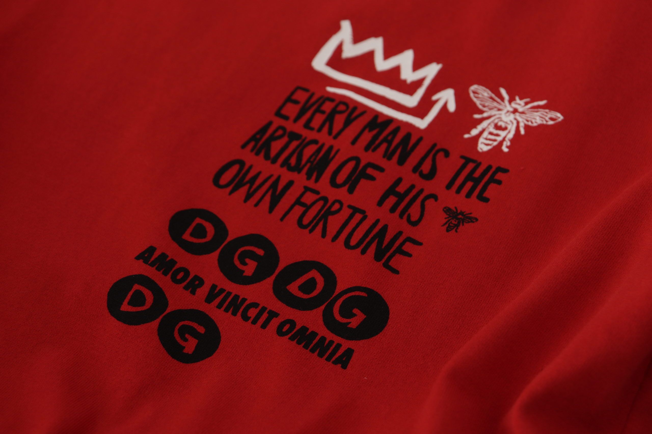 Dolce & Gabbana Red Amor Vincit Omnia Crewneck T-Shirt