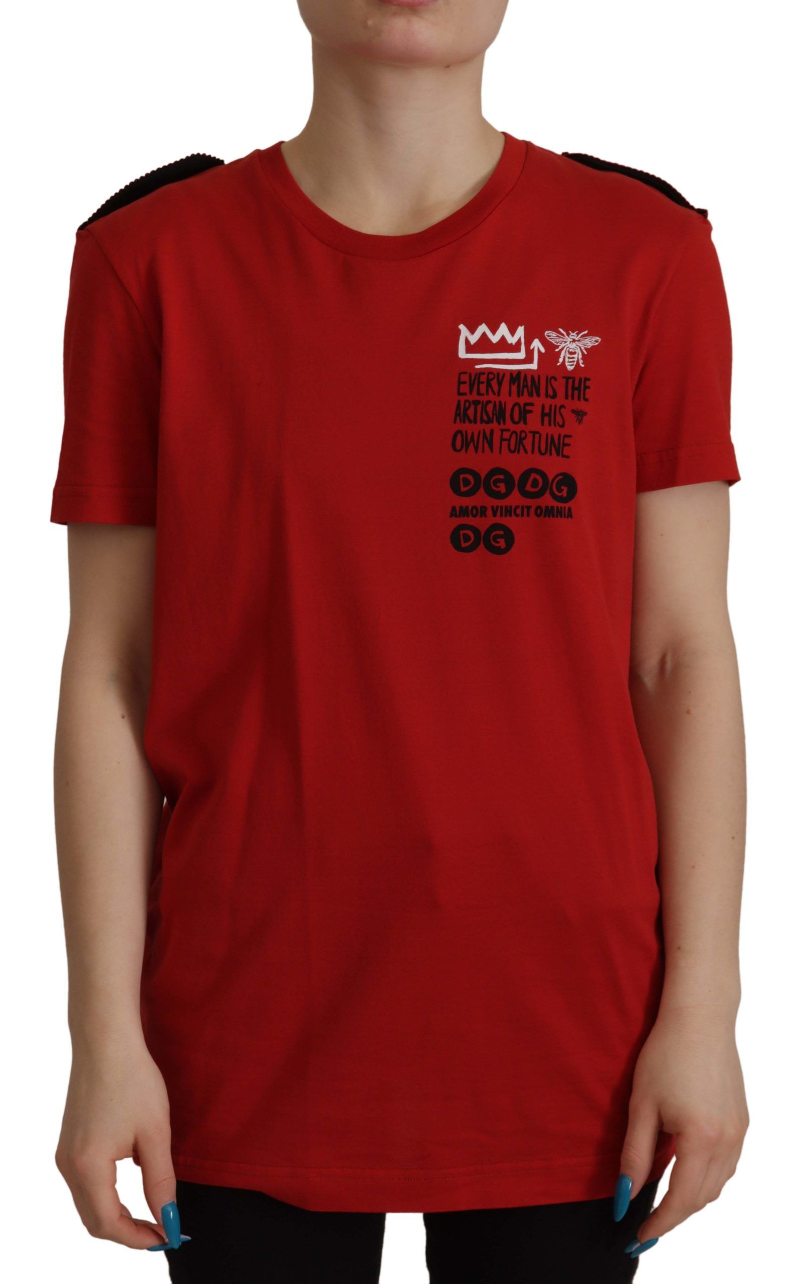 Dolce & Gabbana Red Amor Vincit Omnia Crewneck T-Shirt