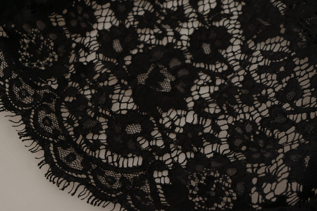 Dolce & Gabbana Schwarzer Spitzenpullover mit Blumenmuster Sicily Bluse