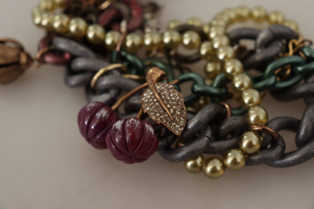 Dolce & Gabbana Goldmessing Sizilien Floral Kristall Statement Halskette