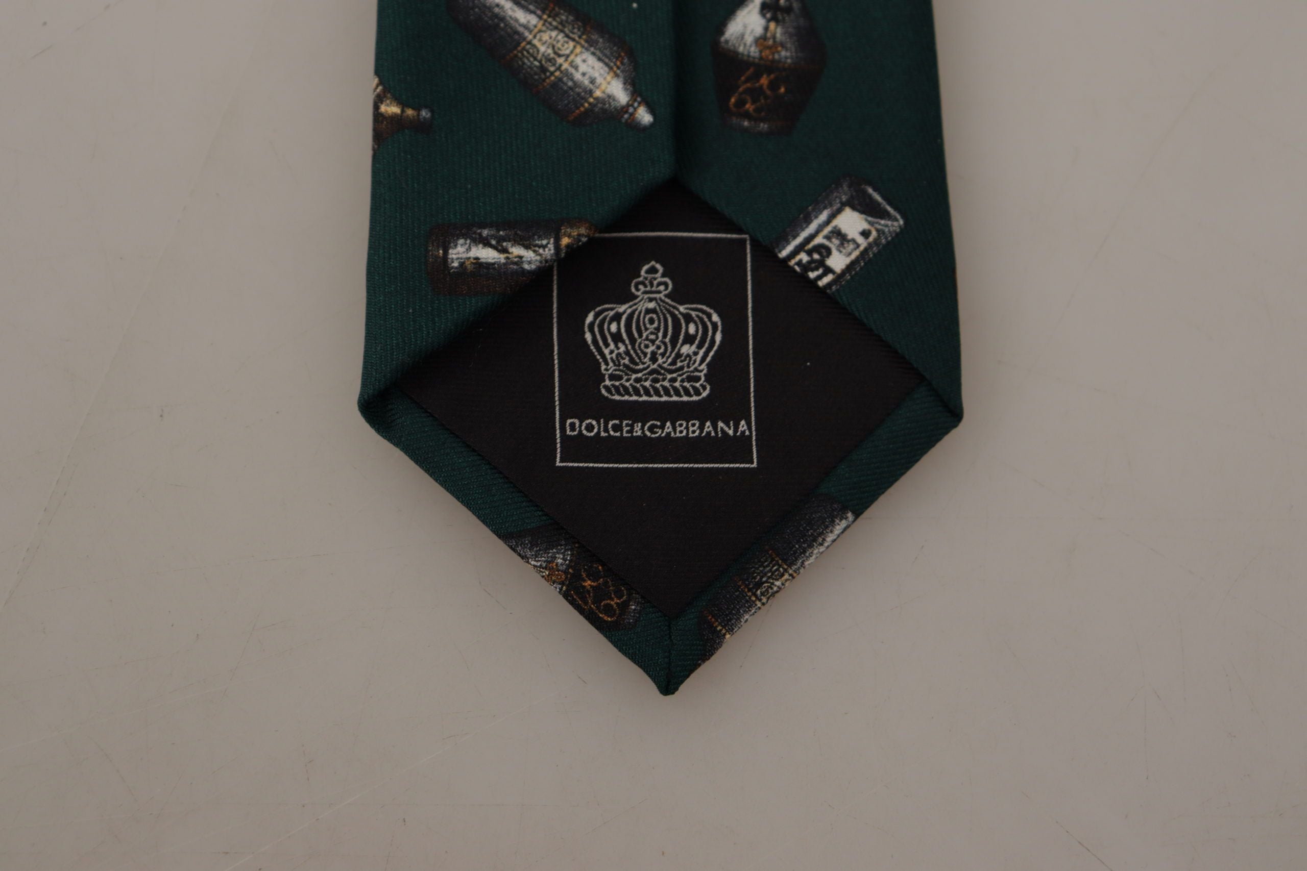 Dolce & Gabbana Black Bottle Fantasy Print Silk Tie with Adjustable Accessory