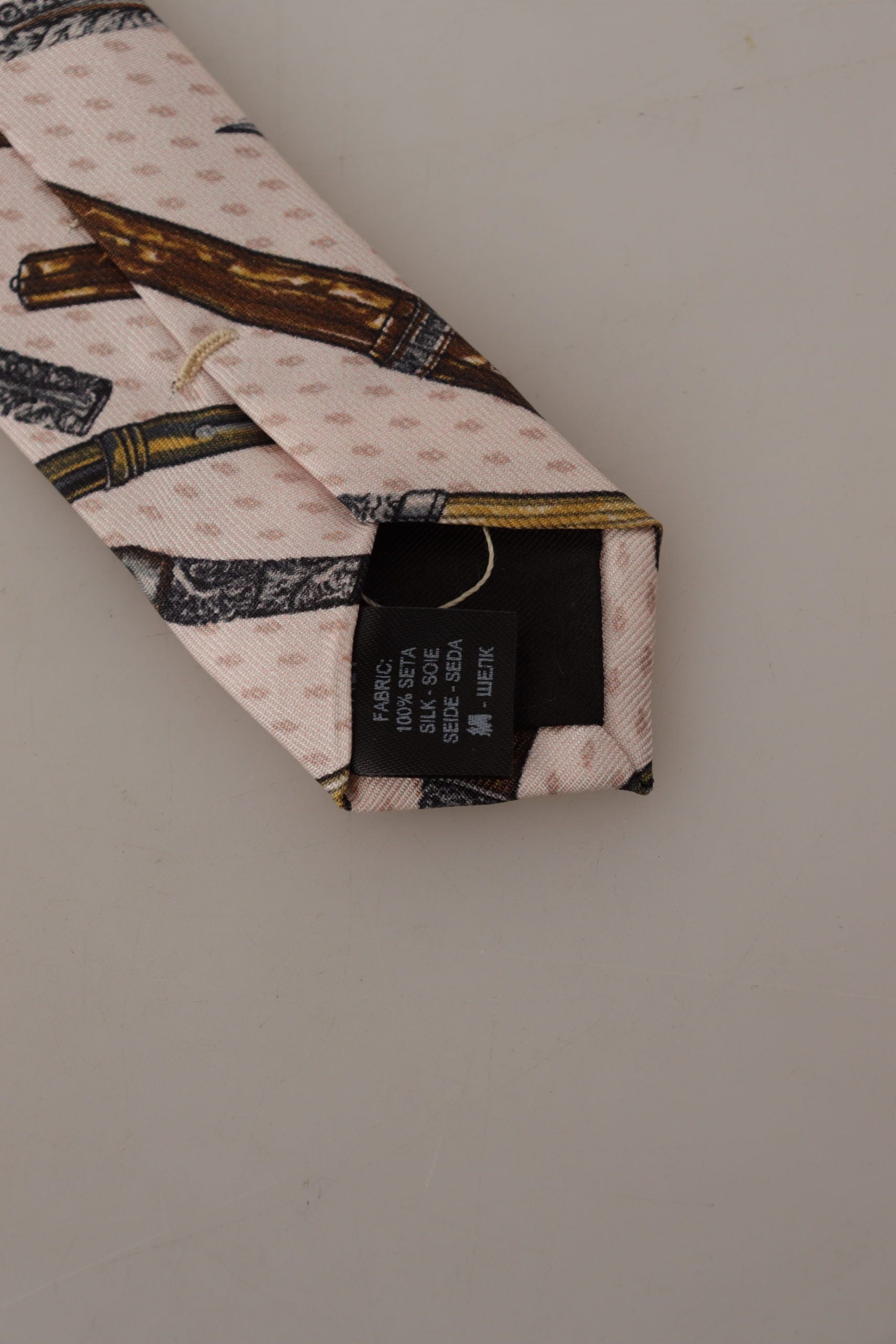 Dolce & Gabbana Rosa Stift Dots Print 100% Seide Verstellbare Hals Accessoire Krawatte