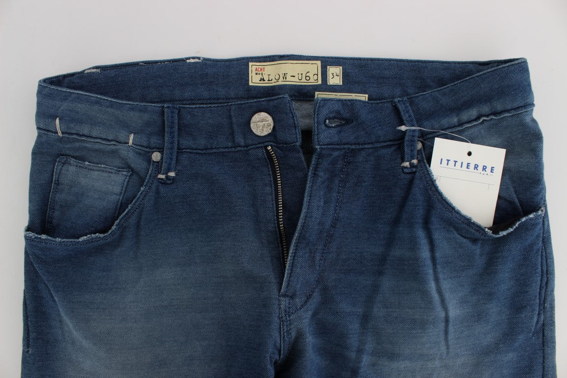 Eight Blue Wash Denim Cotton Stretch Slim Fit Jeans