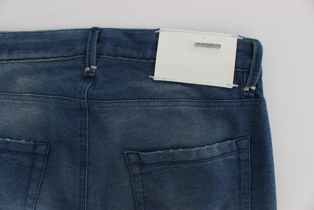 Eight Blue Wash Denim Cotton Stretch Slim Fit Jeans