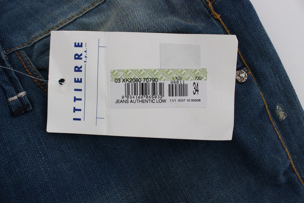 Acht Blaue Waschung Denim Baumwolle Stretch Baggy Fit Jeans