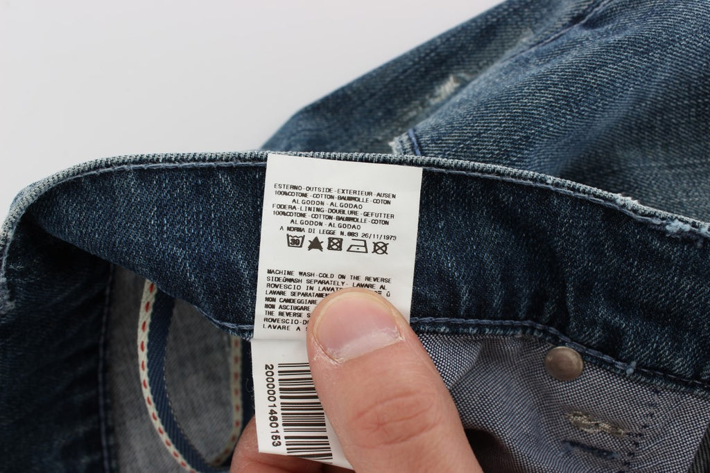 Acht Blaue Waschung Baumwolle Denim Regular Fit Jeans