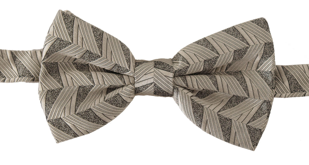 Dolce & Gabbana Grey 100% Silk Adjustable Neck Bow Tie