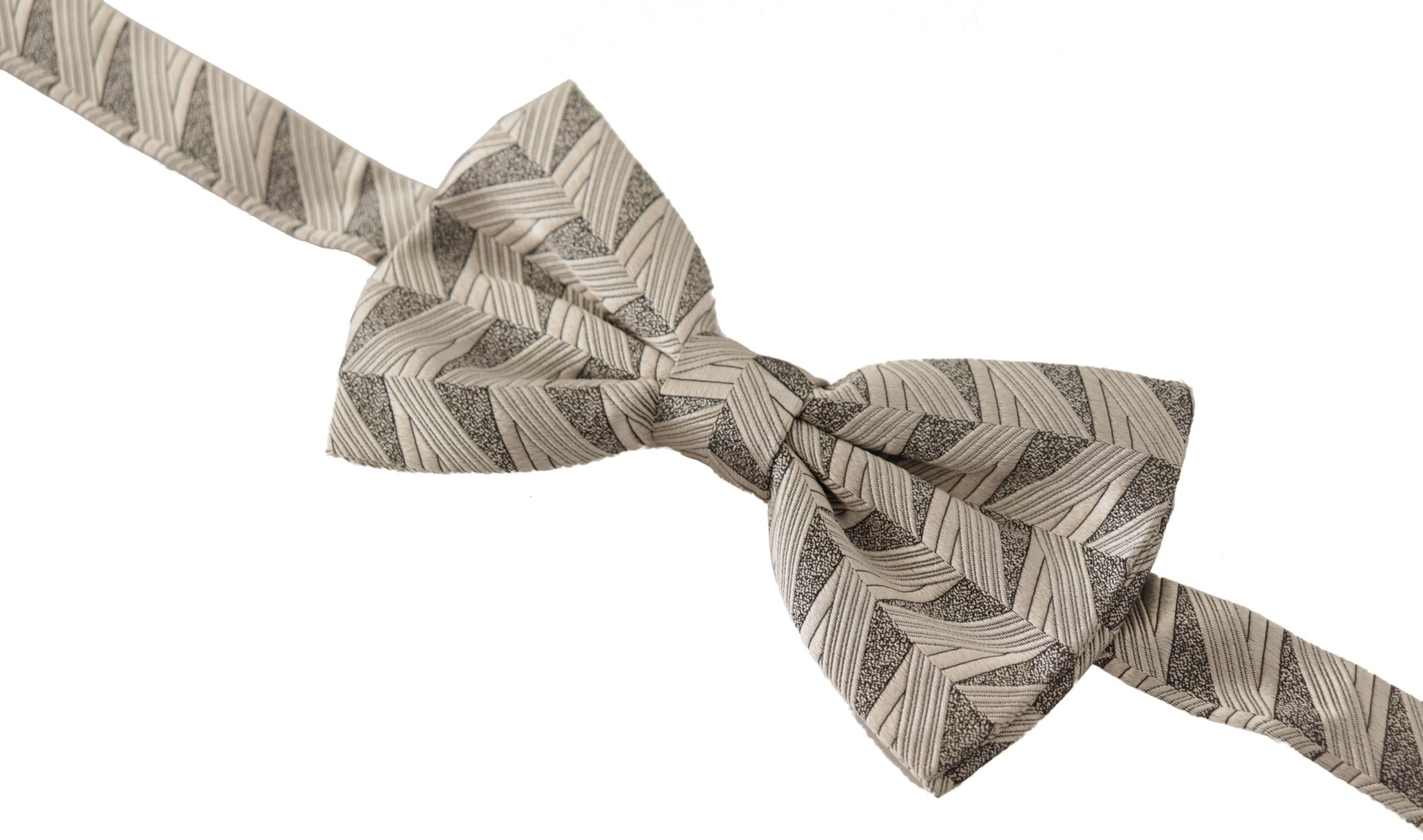 Dolce & Gabbana Grey 100% Silk Adjustable Neck Bow Tie