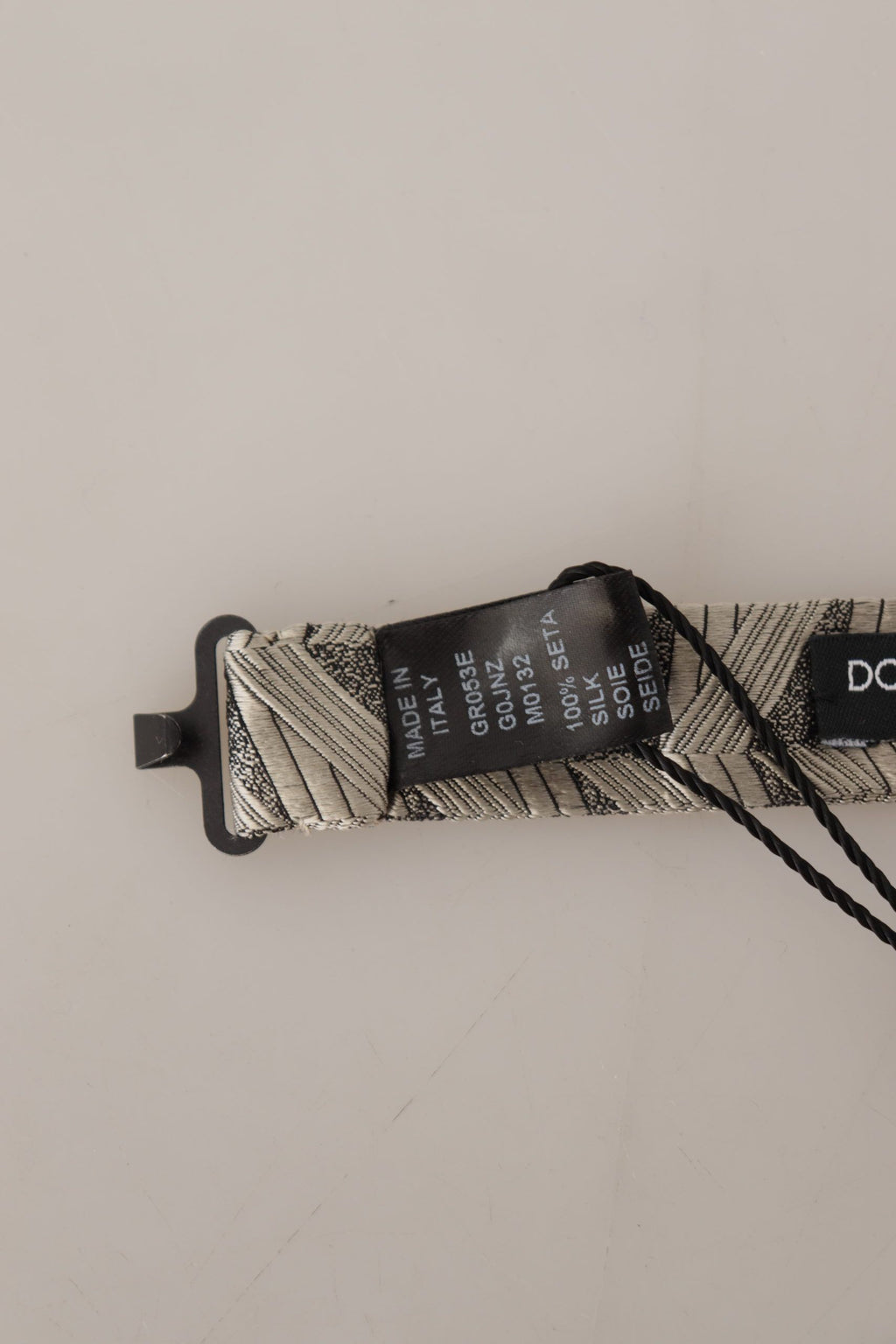 Dolce & Gabbana Grey 100% Silk Adjustable Neck Bow Tie