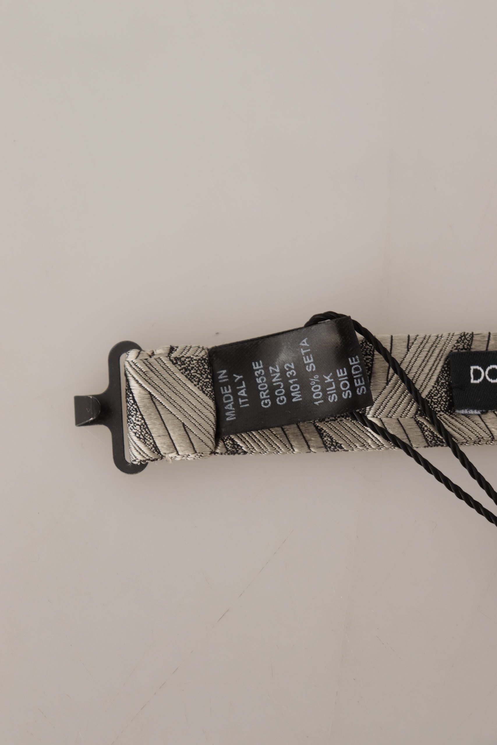 Dolce & Gabbana Grey 100% Silk Adjustable Neck Bow Tie