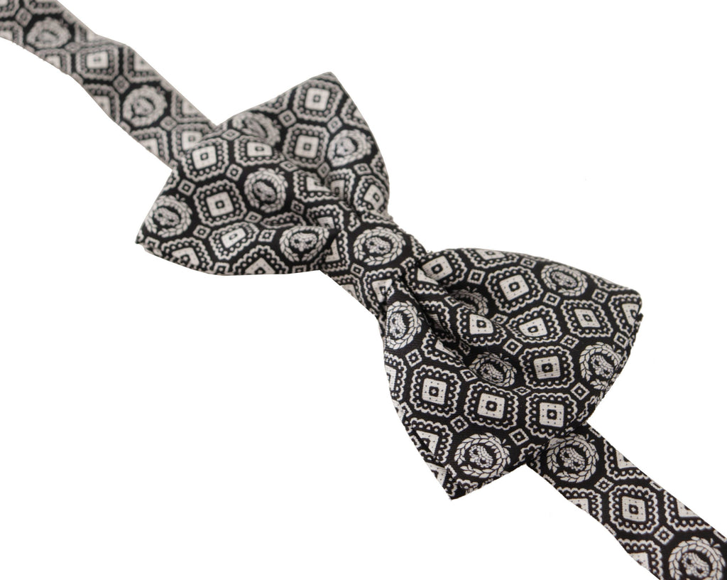 Dolce & Gabbana Schwarz weiß 100% Seide Verstellbare Papillon Krawatte