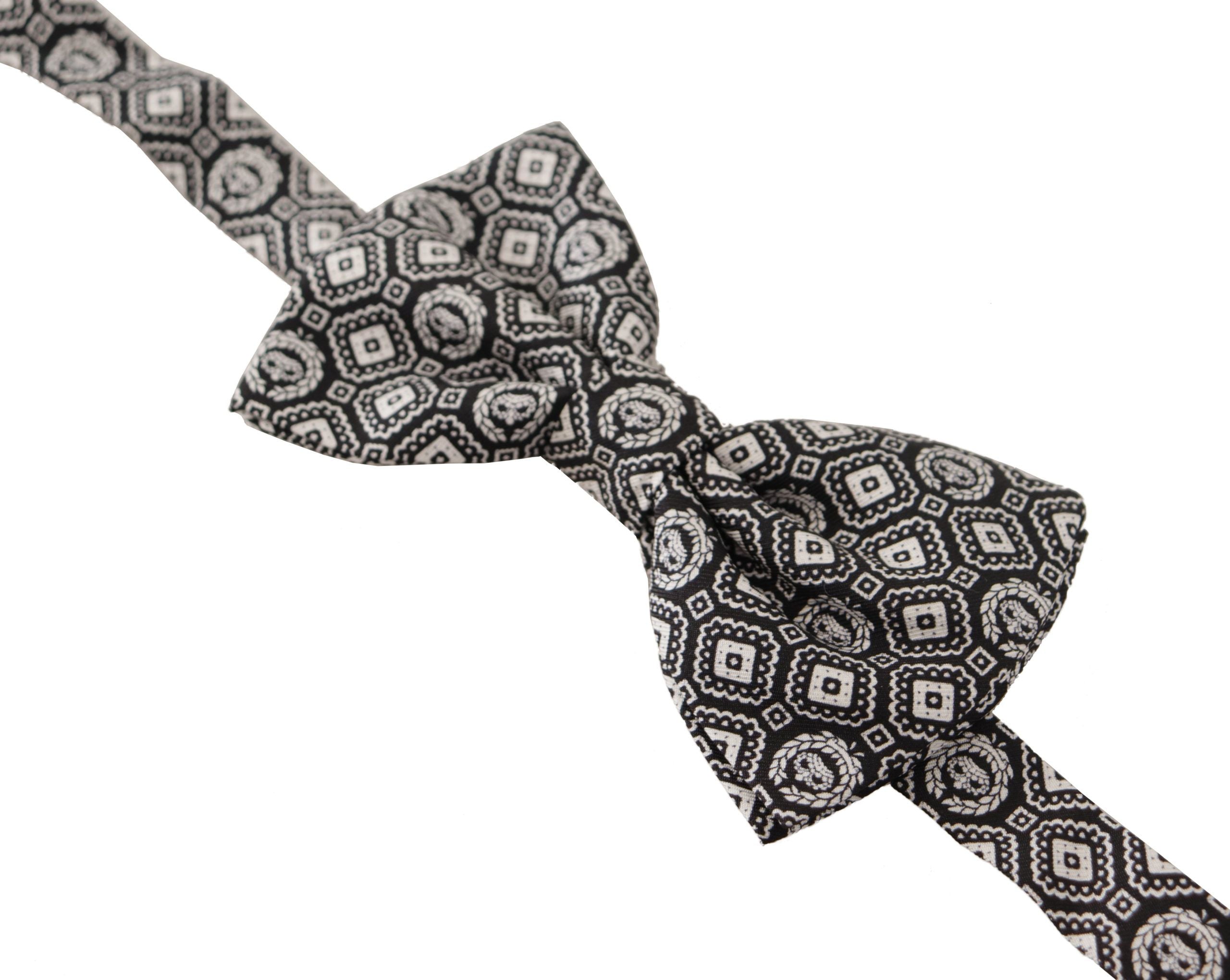Dolce & Gabbana Schwarz weiß 100% Seide Verstellbare Papillon Krawatte