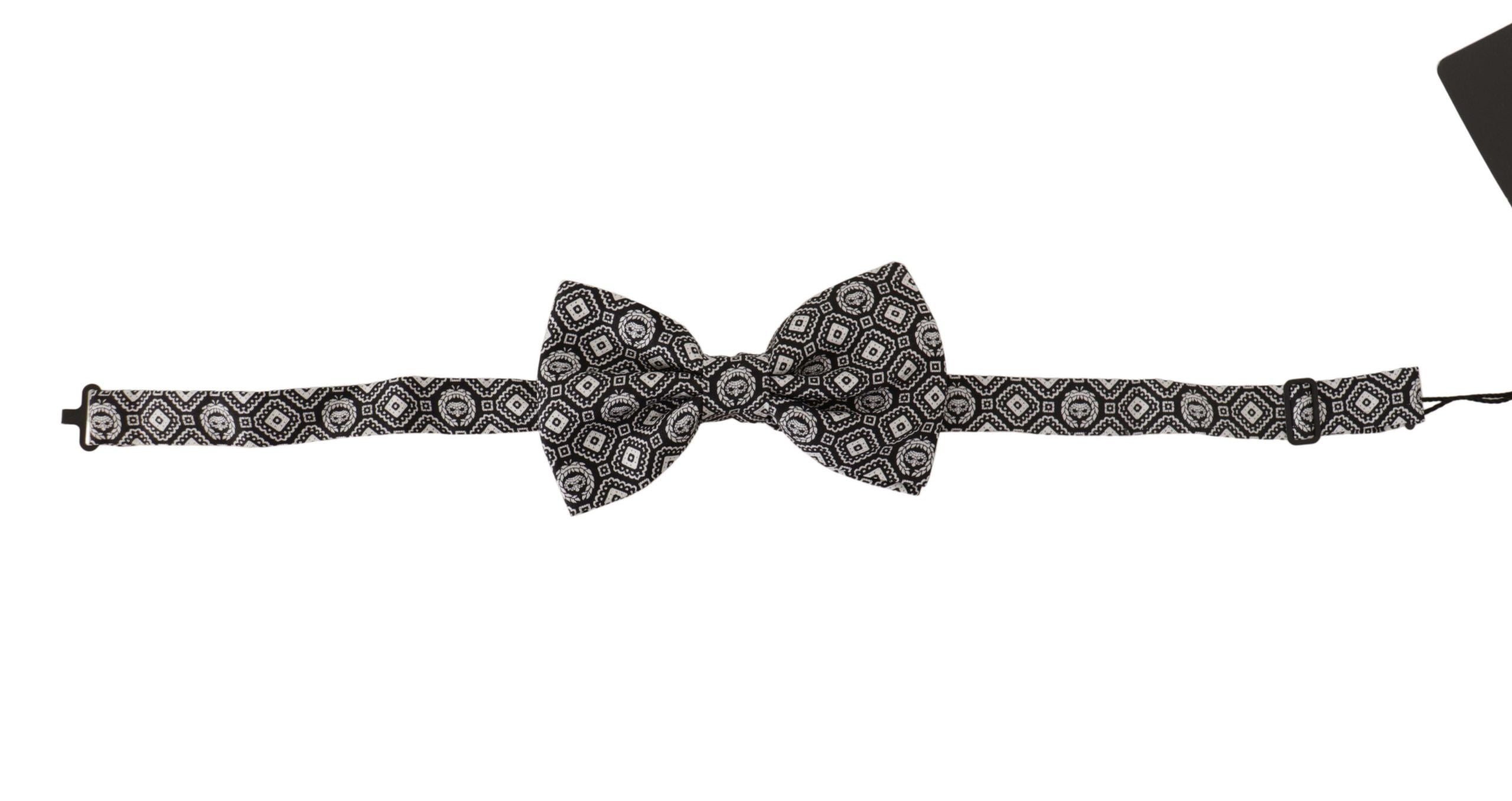 Dolce & Gabbana Schwarz weiß 100% Seide Verstellbare Papillon Krawatte
