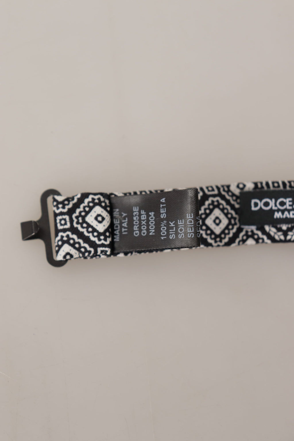 Dolce & Gabbana Schwarz weiß 100% Seide Verstellbare Papillon Krawatte