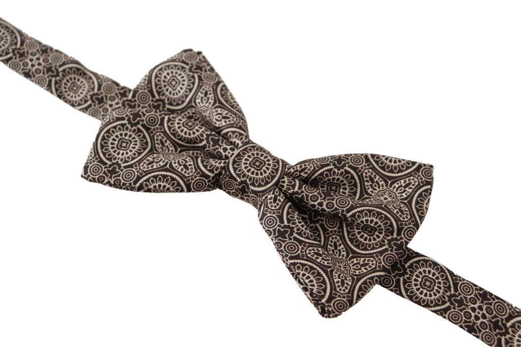 Dolce & Gabbana Schwarz weiß 100% Seide Verstellbare Papillon Krawatte