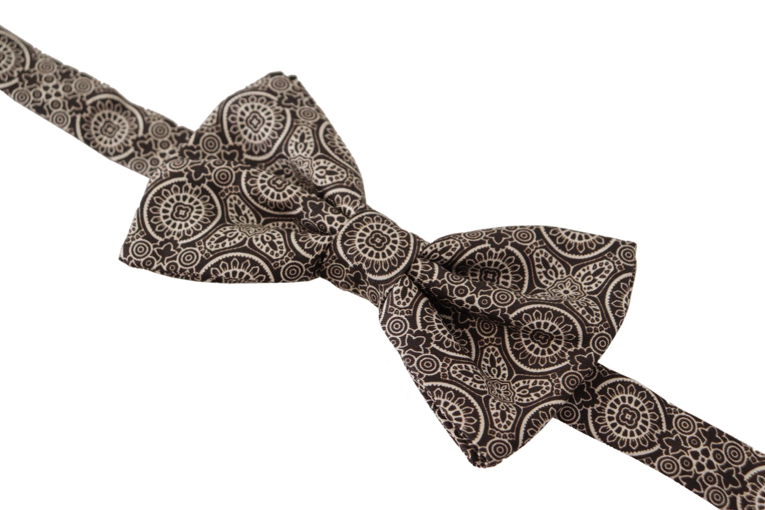 Dolce & Gabbana Schwarz weiß 100% Seide Verstellbare Papillon Krawatte