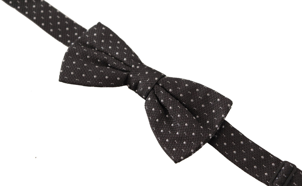 Dolce & Gabbana Grey Polka-Dot 100% Silk Bow Tie