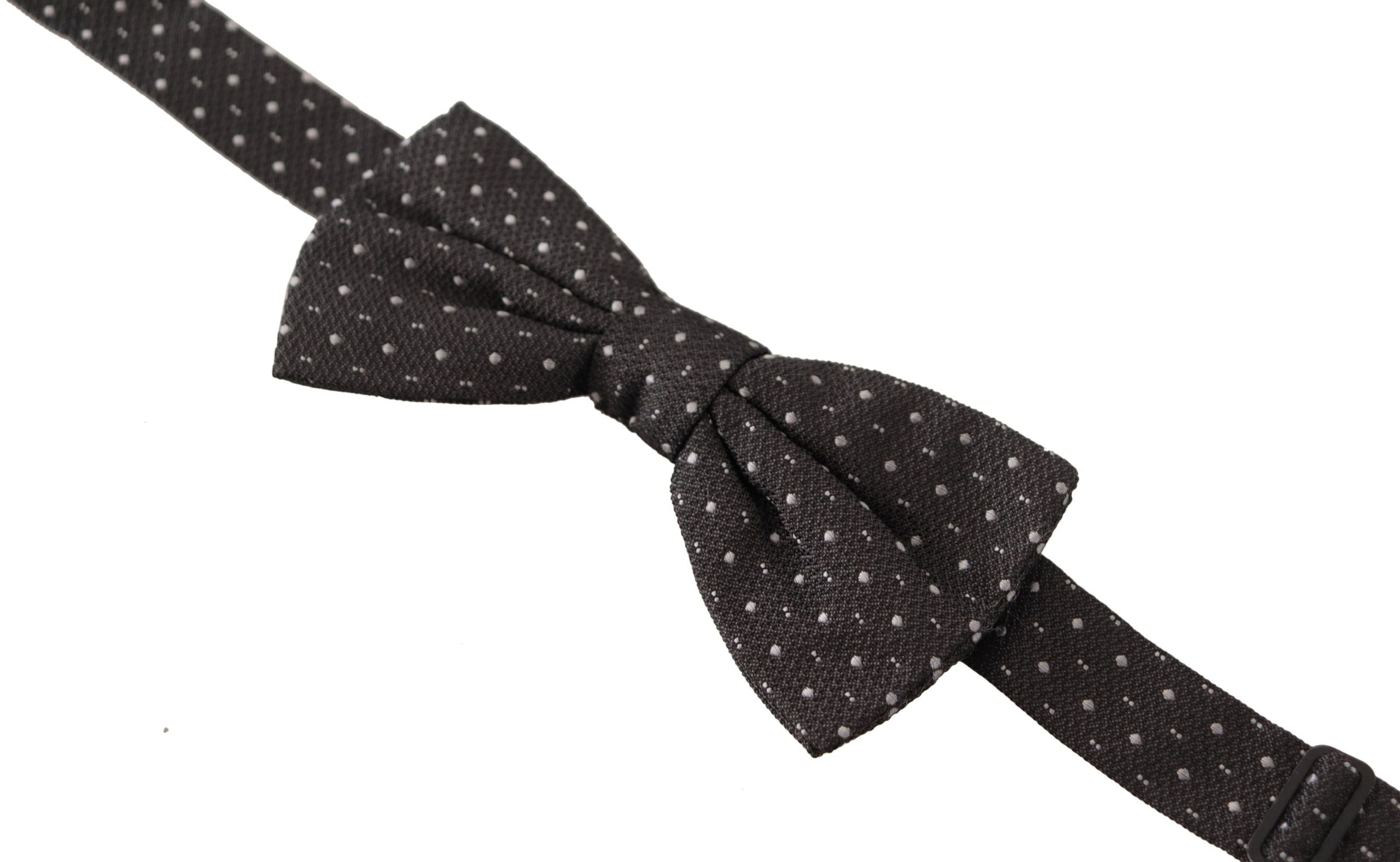 Dolce & Gabbana Grey Polka-Dot 100% Silk Bow Tie