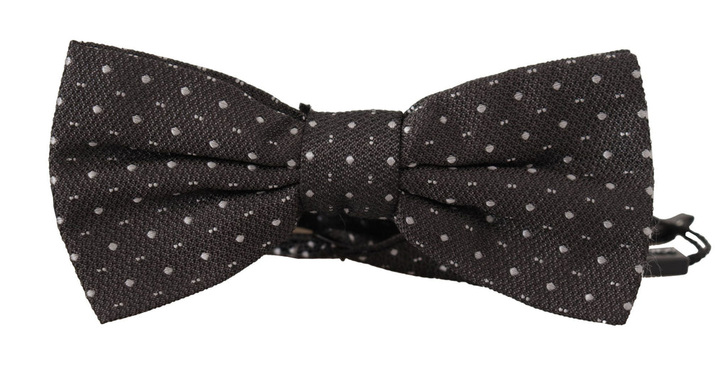Dolce & Gabbana Grey Polka-Dot 100% Silk Bow Tie