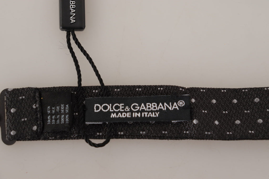 Dolce & Gabbana Grey Polka-Dot 100% Silk Bow Tie