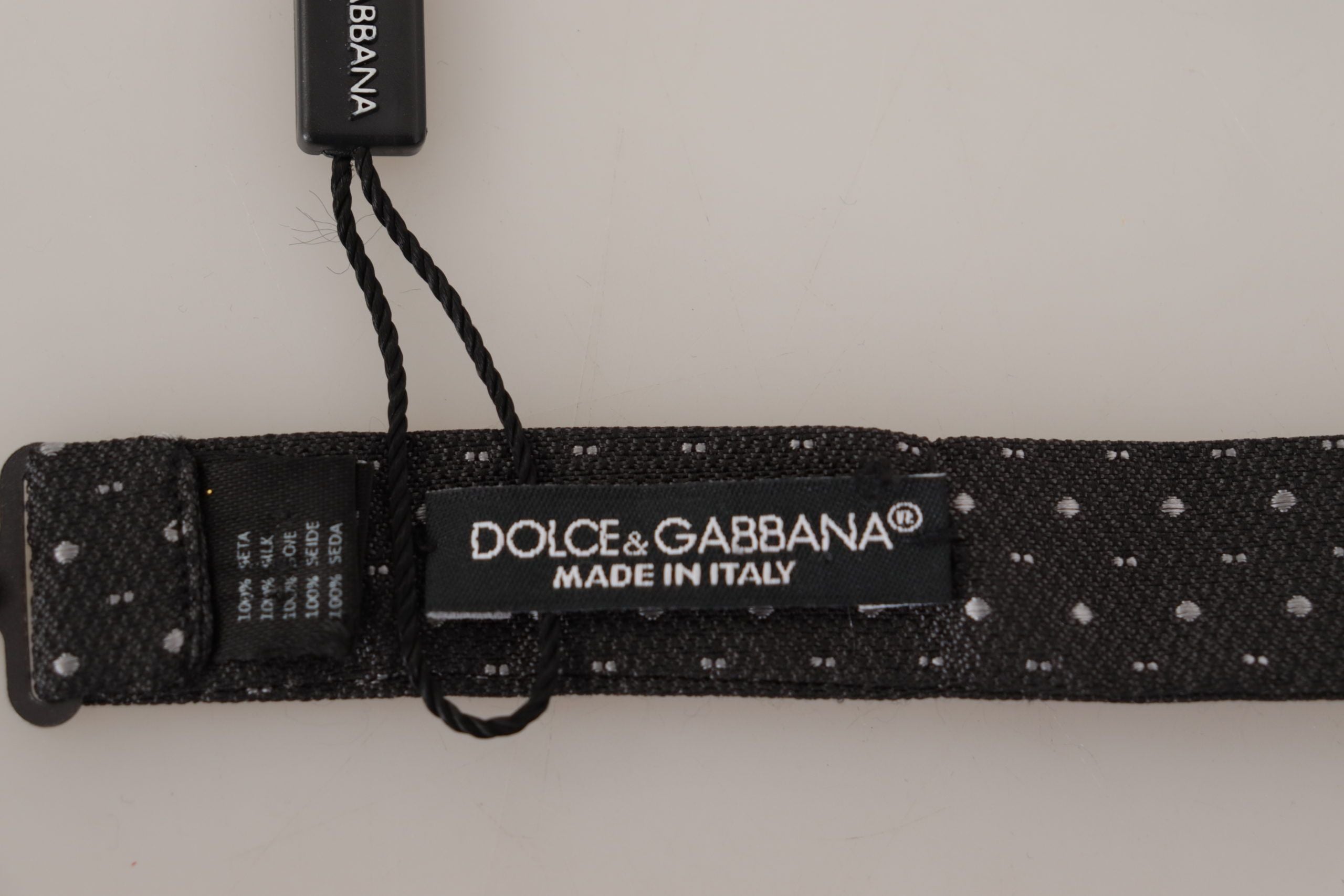 Dolce & Gabbana Grey Polka-Dot 100% Silk Bow Tie