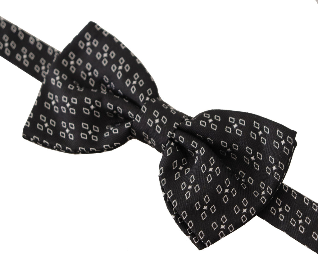 Dolce & Gabbana Schwarz-Weiß gepunktet 100% Seide Hals Papillon Krawatte