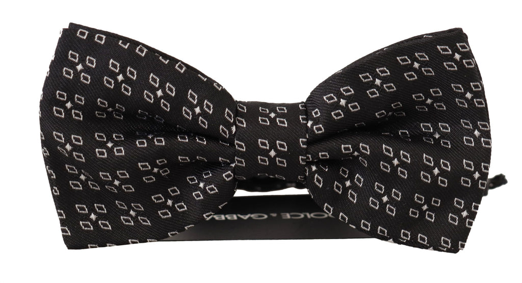 Dolce & Gabbana Schwarz-Weiß gepunktet 100% Seide Hals Papillon Krawatte
