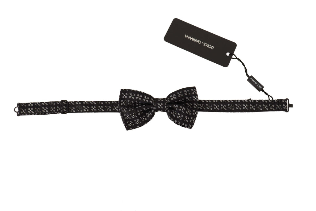Dolce & Gabbana Schwarz-Weiß gepunktet 100% Seide Hals Papillon Krawatte