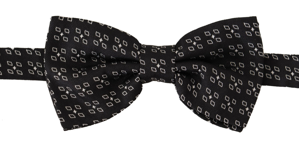Dolce & Gabbana Schwarz-Weiß gepunktet 100% Seide Hals Papillon Krawatte