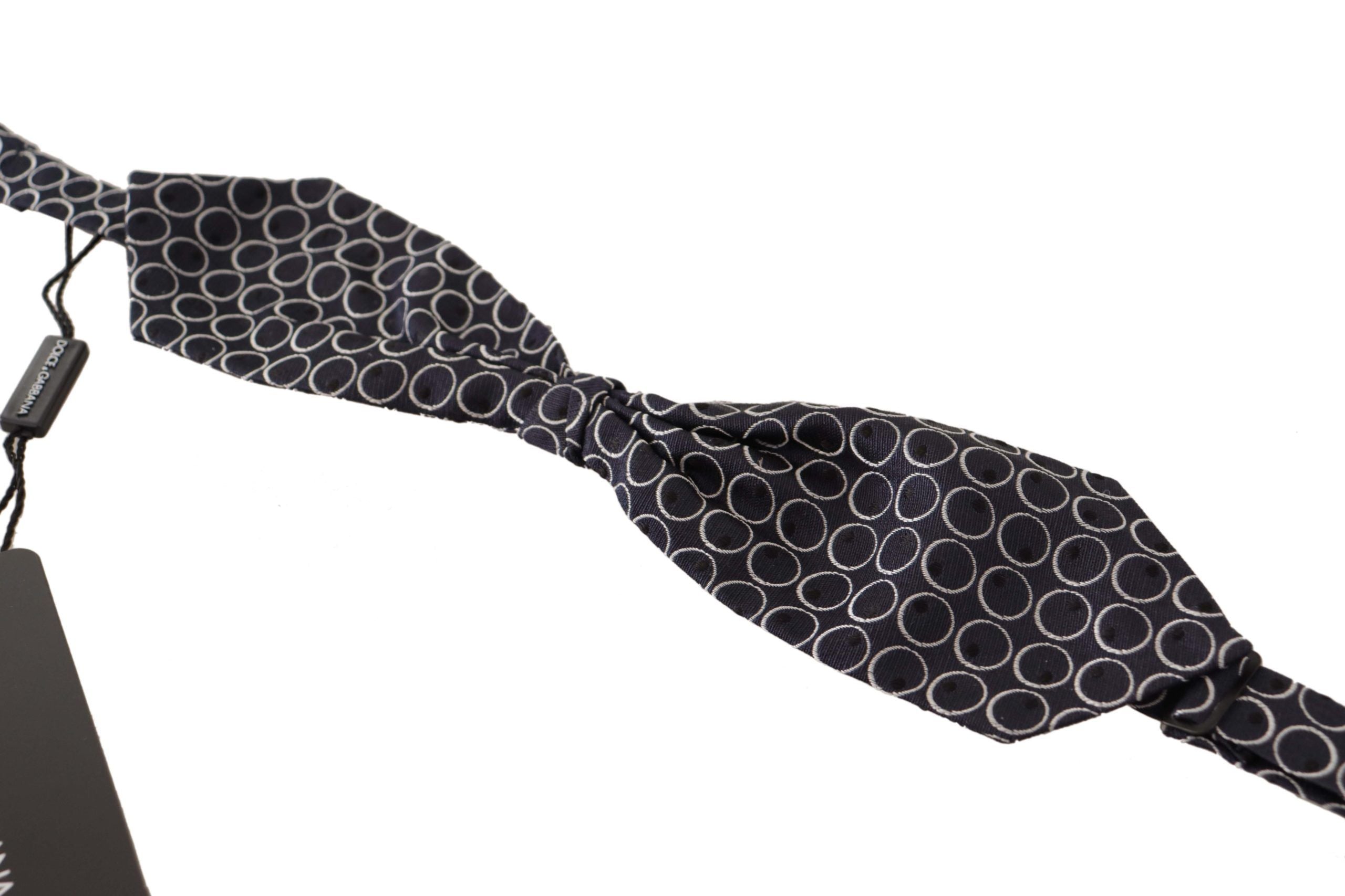Dolce & Gabbana Black White Round Neck Butterfly Tie 100% Silk