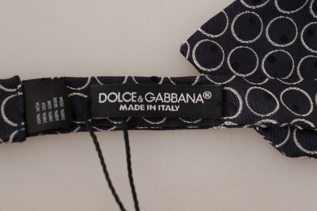 Dolce & Gabbana Black White Round Neck Butterfly Tie 100% Silk