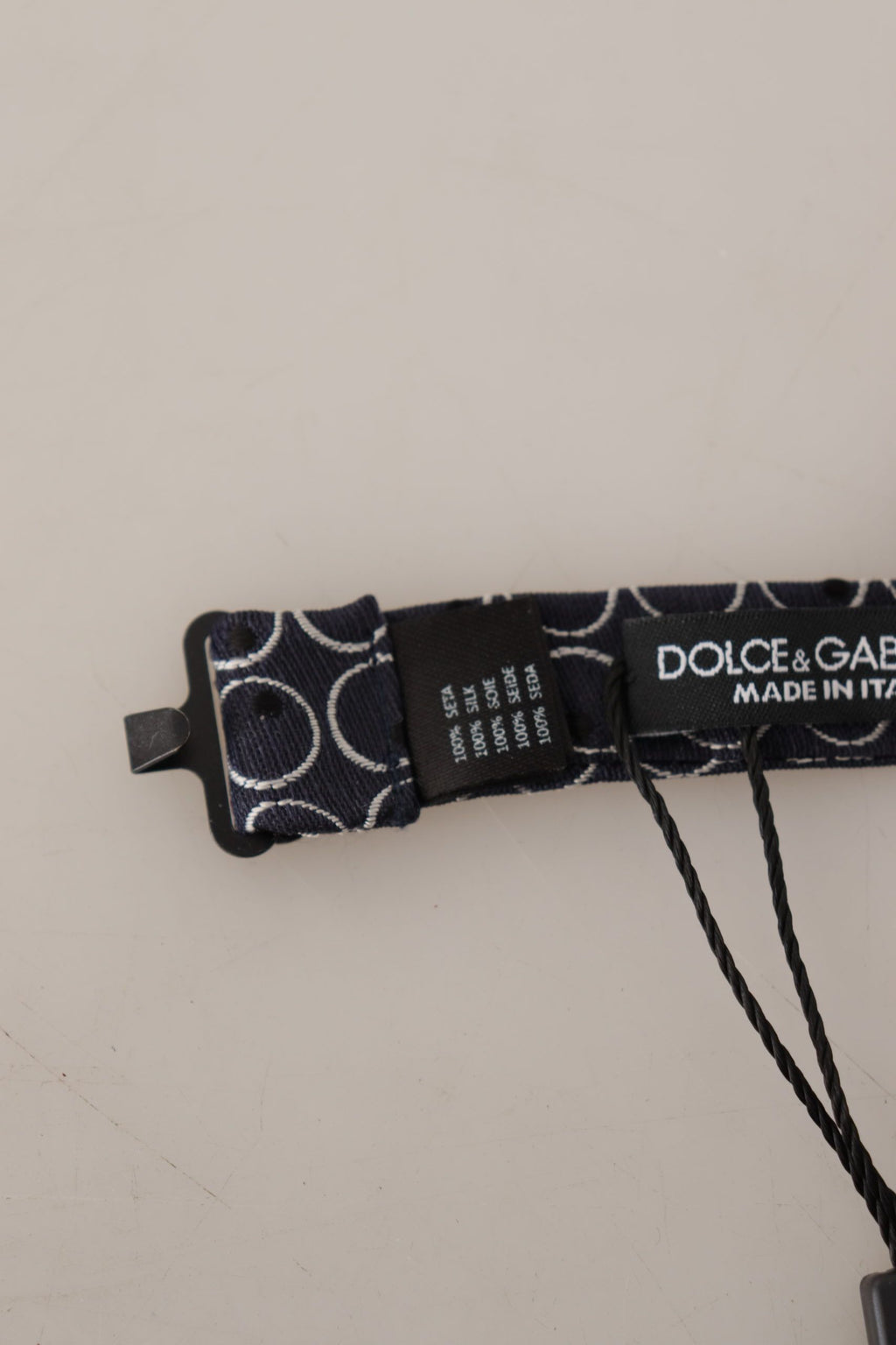 Dolce & Gabbana Black White Round Neck Butterfly Tie 100% Silk